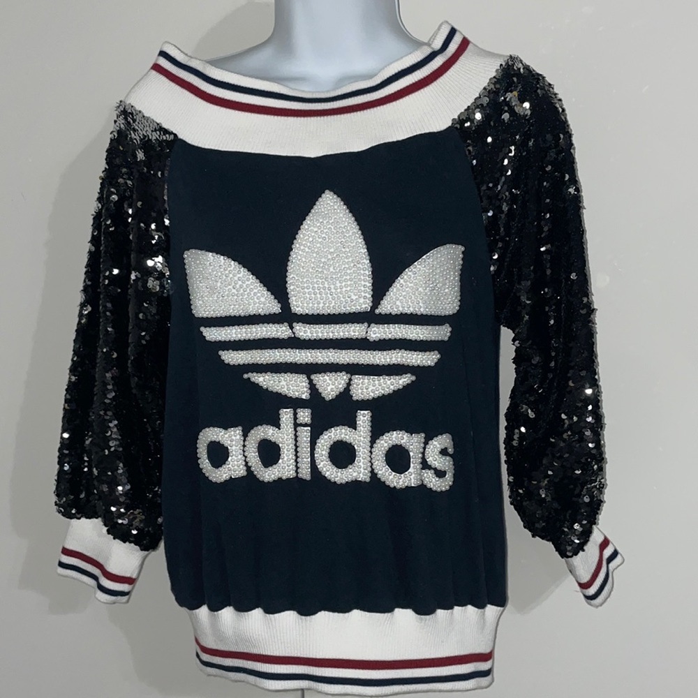 Adidas Black Sequin Logo Sweatshirt